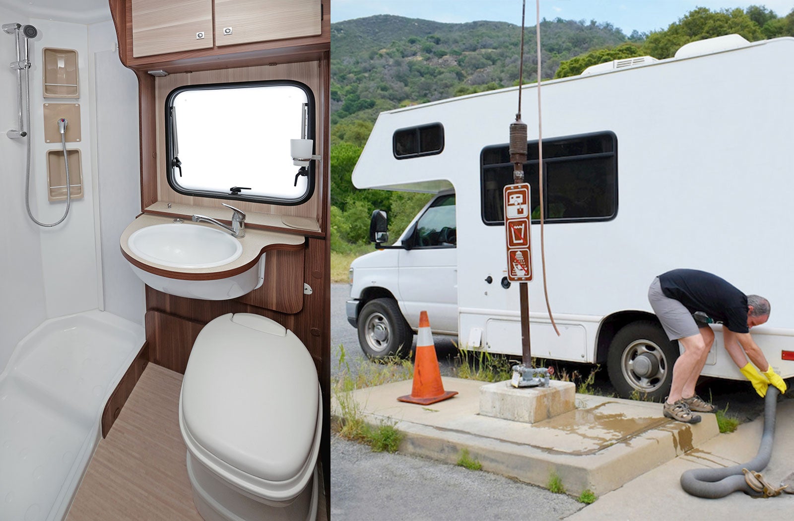 Portable RV/camper toilet and holding tank setup in Mason, Michigan